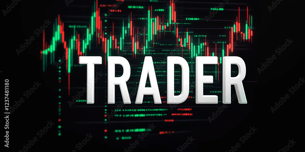 Poster trader analyzing stock market charts showing bullish and bearish trends