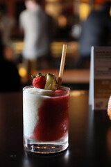 Colorful cocktail on the table at a restaurant in downtown Columbus, Ohio.