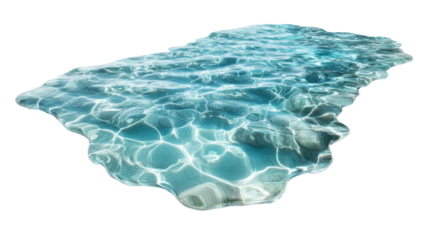 Transparent water surface gently rippling and reflecting light on alpha background