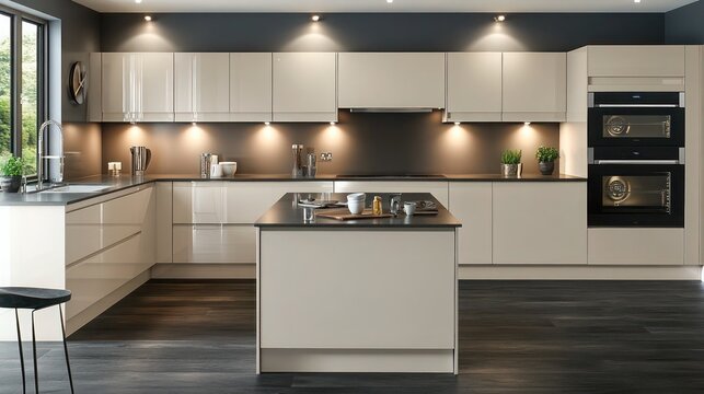 Sleek modern kitchen with integrated appliances and clean lines