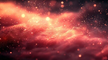 Red Glittering Celestial Nebula: A Cosmic Dreamscape