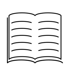 線で描く文具アイコン　開いた本・ノート　黒
