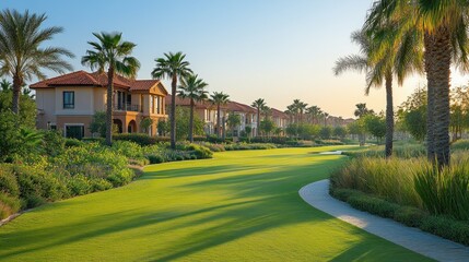 Fototapeta premium Luxury Villas in a Pristine Golf Community