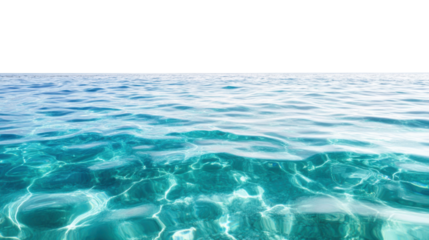 Crystal clear turquoise water surface with transparent background