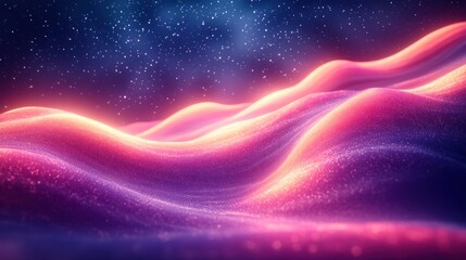Obraz premium Colorful abstract waves with sparkling stars in the background
