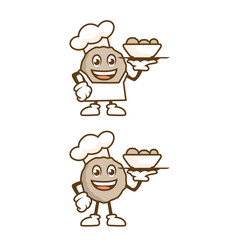 chef meatball mascot smiling cartoon character 