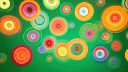 Vibrant Concentric Circles Abstract Art Green Background