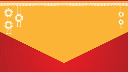 Create an abstract background with a solid yellow and red color scheme featuring an intricate Mandala design, radiating warmth and artistic elegance.