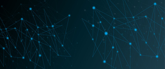 Fototapeta premium Abstract connecting the dots and blue lines with connecting dots and lines, polygonal, space, low poly