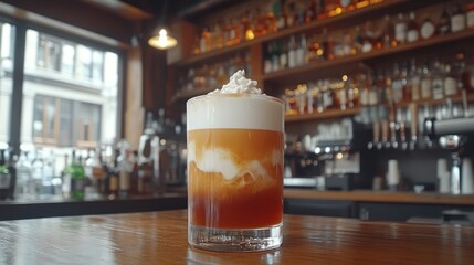 Creamy Coffee Cocktail at a Cozy Bar