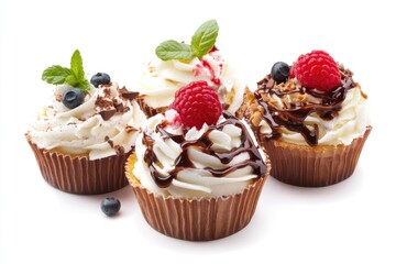Delicious Cupcakes Topped With Fresh Berries And Chocolate