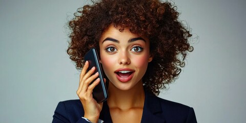 Engaging openminded entrepreneur on phone studio portrait professional