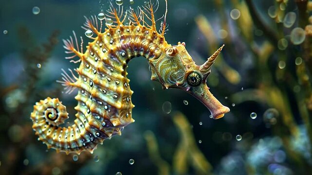 Seahorse under the sea Footage 4K