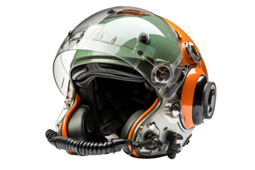 Pilot's helmet, isolated on transparent background