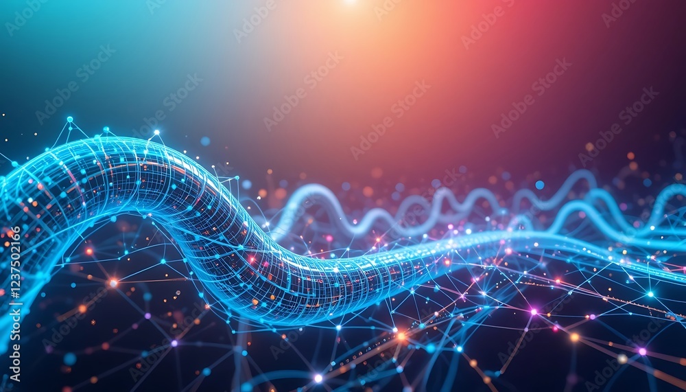 Poster abstract digital network data stream visualization