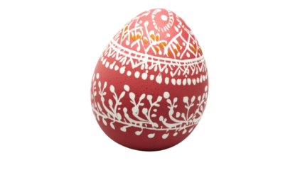 Rotating decorated red easter egg with transparent background