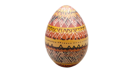 Decorated easter egg rotating on transparent background with traditional ornaments