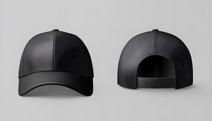 Black Baseball Cap Mockup Front and Back View