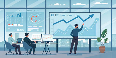 Businessmen Analyzing Corporate Growth Trends for Future Business Strategies