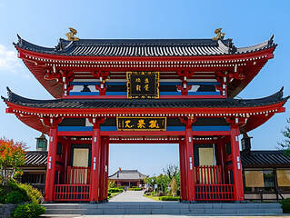 Fototapeta premium A dramatic shot of a towering temple gate