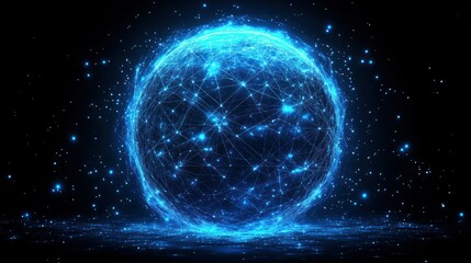 Obraz premium Digital Global Network: A Futuristic Sphere of Interconnection