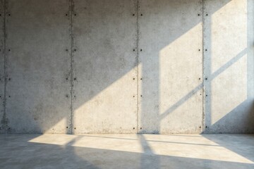Sunlit Interior with Concrete Wall and Floor, Showing Textural Details and Light Patterns