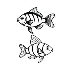 Fish, black and white fish, fish vector, minimalist fish, fish outline vector illustration