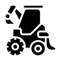 Backhoe Loader Solid Icon