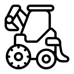 Backhoe Loader Line Icon
