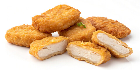 Golden Chicken Nuggets Isolated on a White Background for Quick Meals