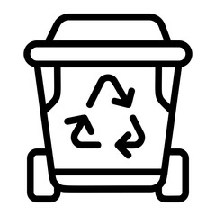 Green Recycling Bin Line Icon
