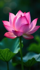 Delicate petals of a pink flower glisten with tiny dew drops, bloom, pink lotus flowers