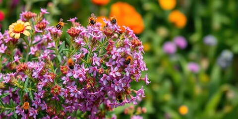Obraz premium Buzzing Bees Amidst Fragrant Thyme in Summer Bloom