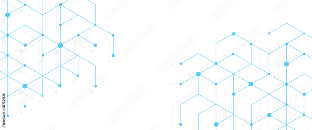 Fototapete vector abstract background the dots and lines geometric blue hexagons pattern with simple hexagonal 