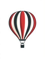 Naklejka premium Red & Black Hot Air Balloon Soaring in Clear Sky