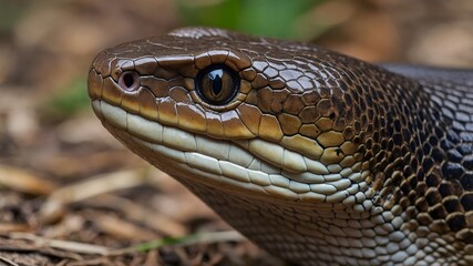 Obraz premium Detailed View of White Lipped Pit Viper with Striking Eyes and Scales