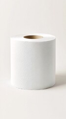 White jumbo toilet paper roll on white background; hygiene, cleanliness