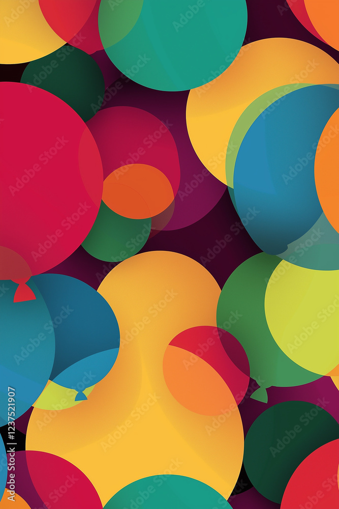 Poster colorful balloons floating creating a vibrant party atmosphere