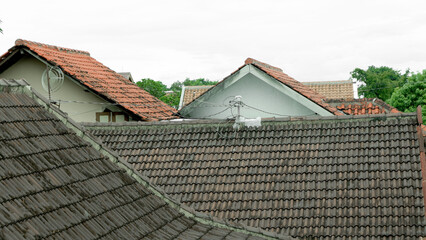 traditional tile roofs in densely populated villages