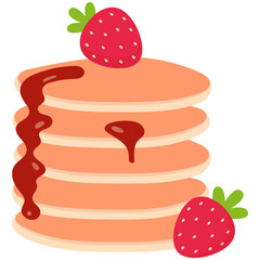 Delicious Pancake with Flat Cartoon Design. Vector Illustration.