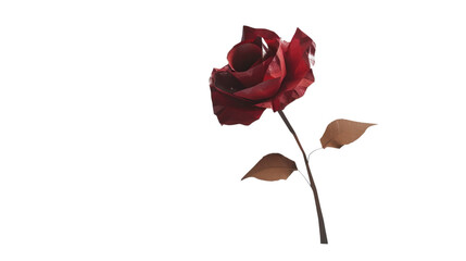 Obraz premium Red origami rose blooming with transparent background