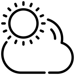 sun day cloud weather simple line icon