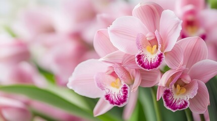 Obraz premium Exquisite Pink Orchid Flowers with Detailed Petals in Lush Green Garden Setting : Generative AI