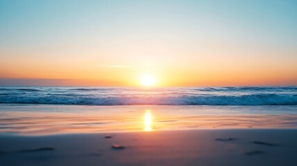 Fototapeta premium Stunning sunrise over gentle beach waves perfect for dreamlike seaside and morning tranquility visuals : Generative AI
