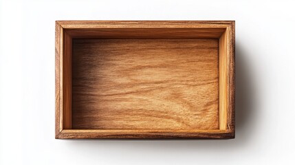 Open wooden box isolated on a white background perfect for packaging design and minimalistic product displays