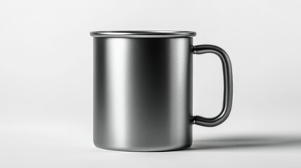 Stainless Steel Mug Mockup for Drinkware Branding with White Background