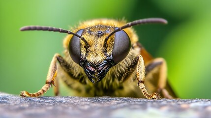 Macro View of Bee Face with Background Blur : Generative AI