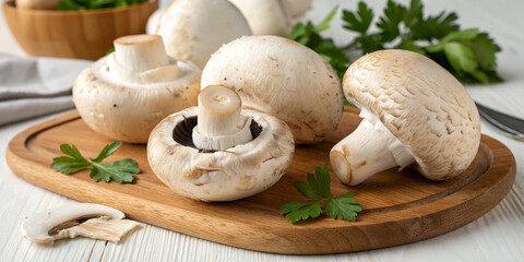 Fototapeta premium Delicious Champignon Mushrooms on a Plate