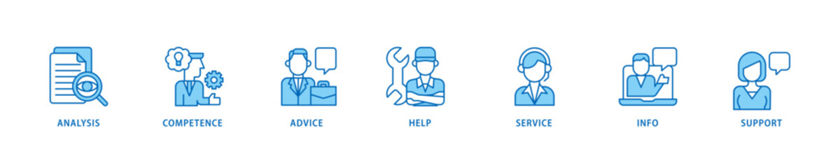 Problem solving icon set flow process which consists of analysis, critical thinking, creativity, emotional intelligence, research, team building  icon live stroke and easy to edit .