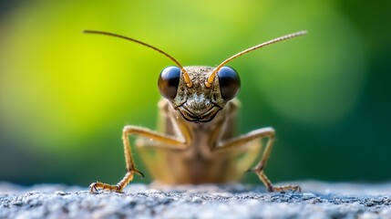 Macro CloseUp of a Curious Brown Praying Mantis Looking Forward : Generative AI